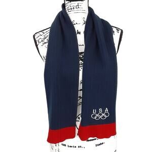 Team USA Olympic Games Official Embroidered Rings Logo Knit Rectangle Scarf Blue